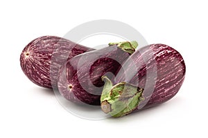 Violet eggplant vegetable closeup isolated on white