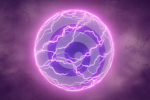 Violet electric energy ring in stormy clouds