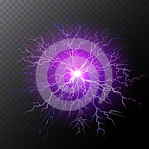 Violet electric lightning bolt