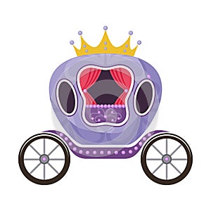 Violet fairytale royal carriage on a white background