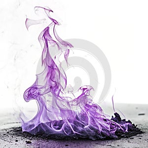 Violet flame isolated on white background