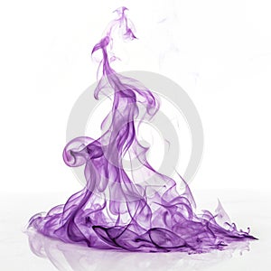 Violet flame isolated on white background