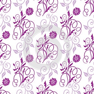 Violet floral seamless pattern. Hand drawn fantasy flower pattern .