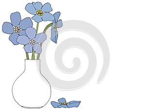 Violet flowers in a white pot