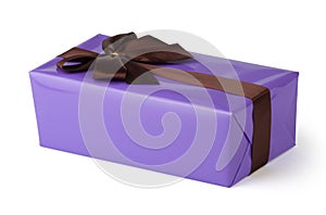 Violet gift box with ribbon