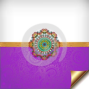 Violet greeting card for indian festival sisters