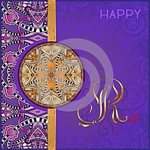 Violet greeting card for indian festive sisters