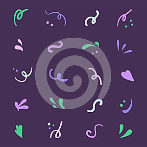 Violet hand-drawn set of scribbles and scrawls