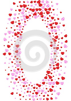 Violet Heart Background White Vector. Color Pattern Confetti. Fond Drop Backdrop. Red Heart Celebration Illustration.