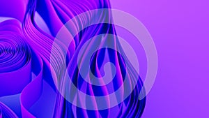 Violet layers of cloth or paper warping. Abstract fabric twist. 3d render illustration