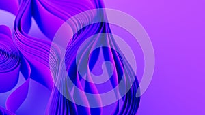 Violet layers of cloth or paper warping. Abstract fabric twist. 3d render illustration