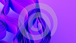 Violet layers of cloth or paper warping. Abstract fabric twist. 3d render illustration