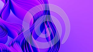 Violet layers of cloth or paper warping. Abstract fabric twist. 3d render illustration