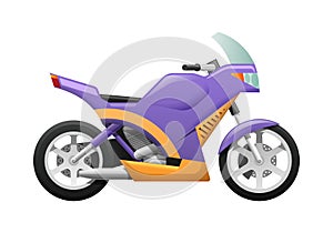 Violet Motorcycle with Wavy Orange Lines