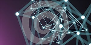 violet neon dark blue abstract lights futuristic technology web network connectivity concept 3d render illustration