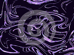 Violet neon fluid marble background. Fantasy glitter and sparkl
