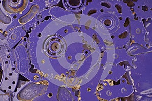 Violet pattern of linked hermetical machine scrap photo
