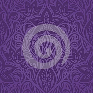 Violet purple Flowers ornate vintage seamless pattern