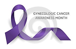 Violet purple ribbon. Gynecologic Cancer Awareness Month vector background. GCAM ribbon