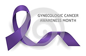 Violet purple ribbon. Gynecologic Cancer Awareness Month vector background. GCAM ribbon photo