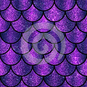 Violet and purple sparkling glitter scales seamless pattern