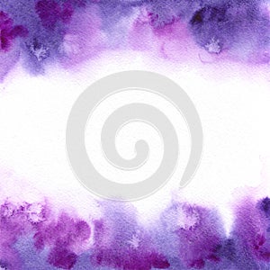 Violet purple trend watercolor abstract background. Hand painted banner.