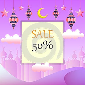Violet ramadan sale template design background