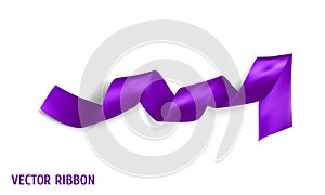Violet realistic silk vector ribbon