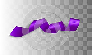 Violet realistic silk vector ribbon