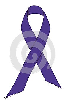 Violet ribbon symbol. Sketch-Style Icon. Symbol. Sign. Stock Vector Illustration. Transparence