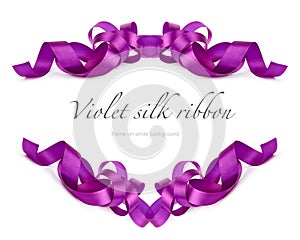 Violet silk ribbon on white