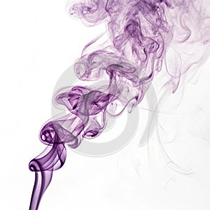 Violet smoke isolated on white background photo
