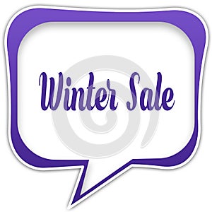 Violet square speech bubble with WINTER SALE text message