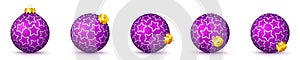 Violet Vector Christmas Balls Set with Texture - X-Mas Baubles