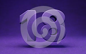 Violet velvet number 18. Indigo color font character