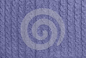 Violet very peri knitted wool background photo