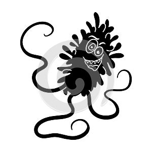 Violet virus icon in black style isolated on white background. Viruses and bacteries symbol stock vector illustration.