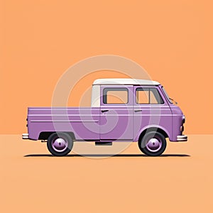 Violet Vw Pick Up Truck On Pastel Background: Minimalist Design With Playful Animation
