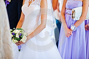 Violet wedding bouquet on hand