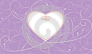 Violet wedding card with rings