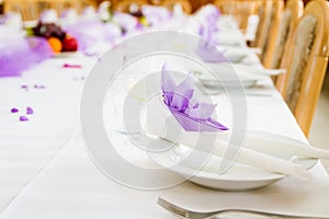 Violet wedding or reception table