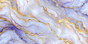 Violet and white Marble abstract background texture with gold veining with natural marble swirls in luxurious style, AI