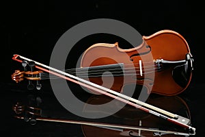 Violin on a black background