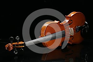 Violin on a black background