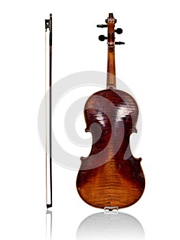Violin and bow back view