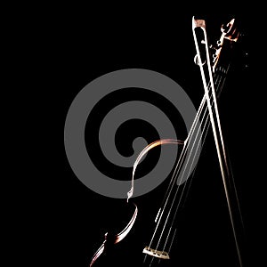 Violin bow isolated on black