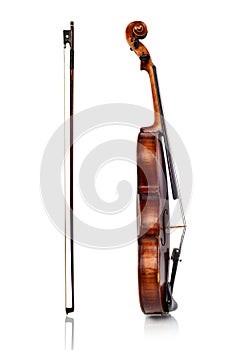Violin and bow side view