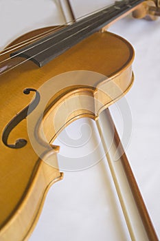 Violin and Bow on a white background