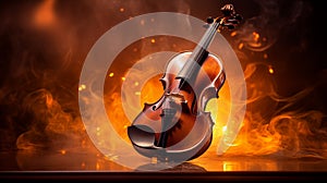 Violin on Classical Music Stage Background