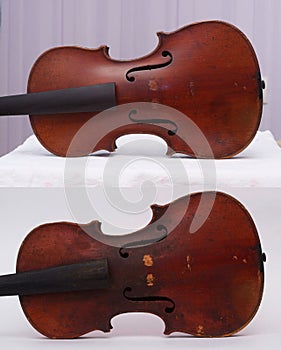 Violin cleaning before and after